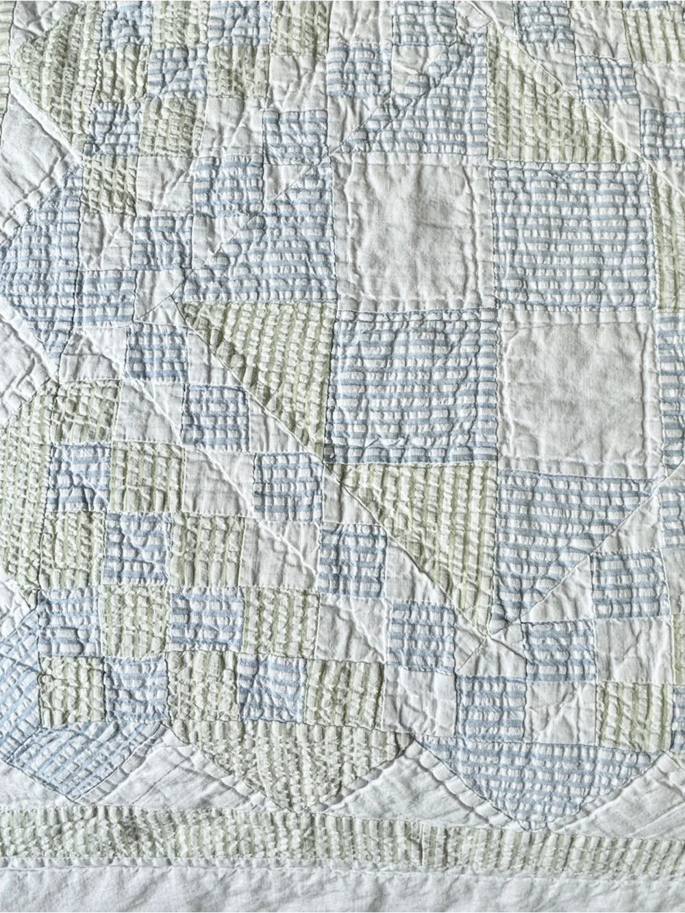 Sea Glass Blue & Green Patchwork Quilt Set with Matching Pillow Shams